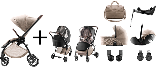RIO PACK DELUXE Poussette RIO et nacelle RIO, BABY-SAFE PRO et VARIO BASE 5Z avec accessoires essentiels, coloris Teak, faisant partie du PACK RIO DELUXE